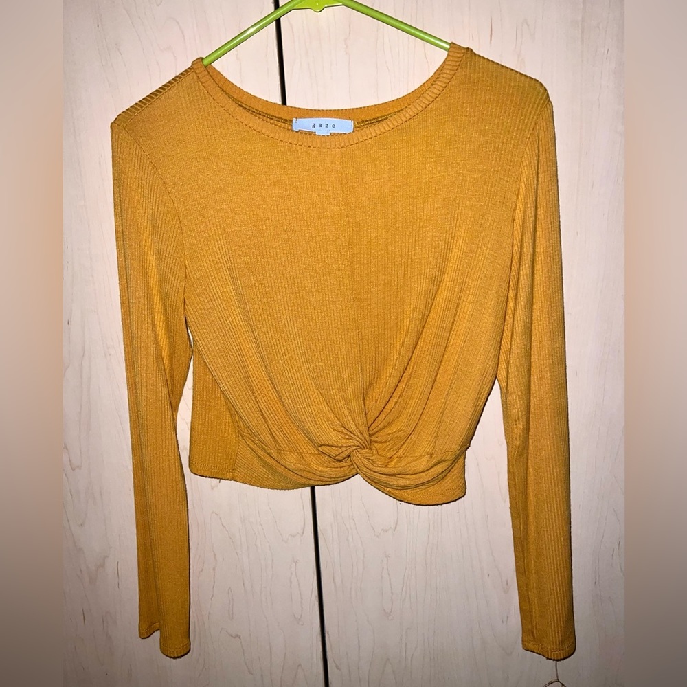 Mustard Yellow Gaze Long Sleeve Top Size Small